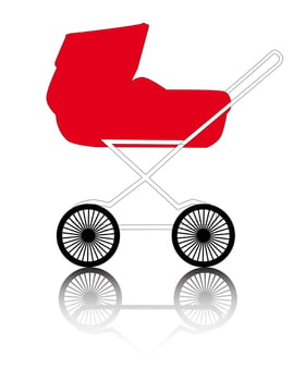 red pram on a white background vector