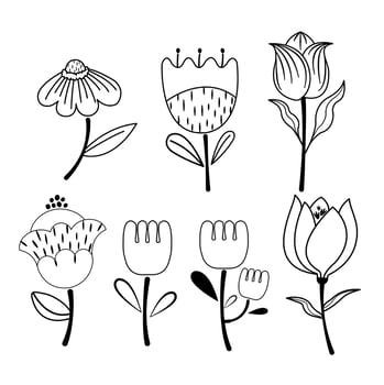 Leaf and floral line art vector