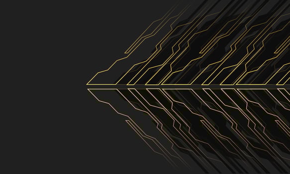 Abstract gold line cyber arrow futuristic technology with blank space design modern creative background vector