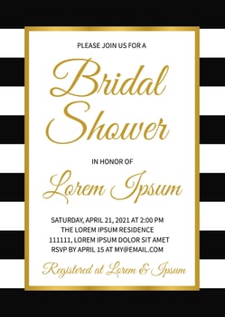 Bridal shower invitation card. Classic bridal party invite. Wedding stationery. Easy to edit vector template for your design projects