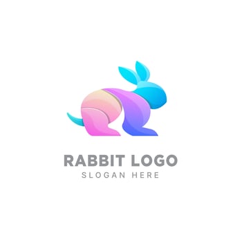 Rabbit logo design gradient colorful template vector