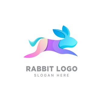 Rabbit logo design gradient colorful template vector