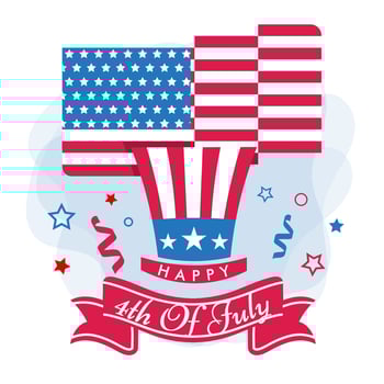 Happy 4th of july holiday independence day USA, America flag greeting card poster flat design vector