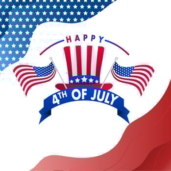 Happy 4th of july, independence day USA, America greeting card template copyspace background banner vector