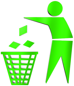 Green Trashing, Recycling or Throwing Rubbish, Dustbin 3D Sign Illustration. png