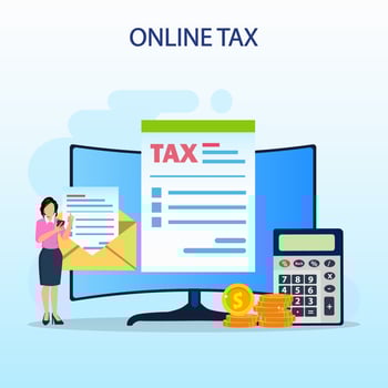 Online Tax Payment, pay season, tax time Concept. Flat vector template style Suitable for Web Landing Pages.