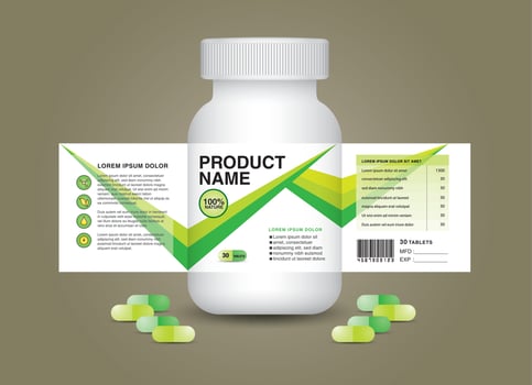 supplement bottle Packaging, Cosmetic package. product design. Beauty label, 3d supplement bottle vector, 3d white plastic Pills box, White medical container. healthcare bottle, realistic mock-up. vector