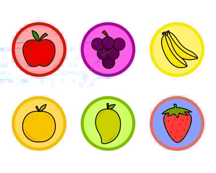 Fruit pin sticker icon vector design set