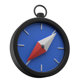 3D compass navigation icon illustration png