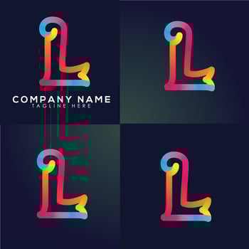 Retro style vector logotype in three colour variations. Stylish design template for branding. Letter L logo for premium identity.