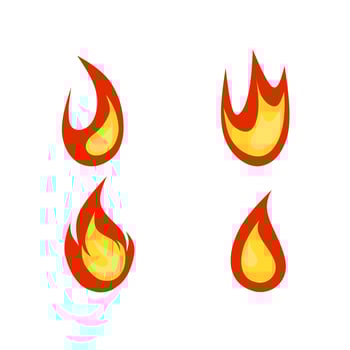 Vector graphic illustration of fire. A collection of Fire icon image templates in four shapes. On a white background. Great for web logos, book covers, and game animations.