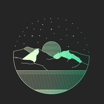 mono line landscape mountains and lakes vector for patch, pin, graphic, art t-shirt design