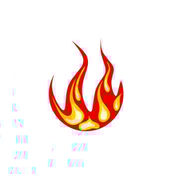 Vector image of red fire. Illustration of a blazing fire on a white background. Great for web logos, book covers, and animations.