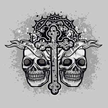 Gothic sign with skull, grunge vintage design t shirts vector