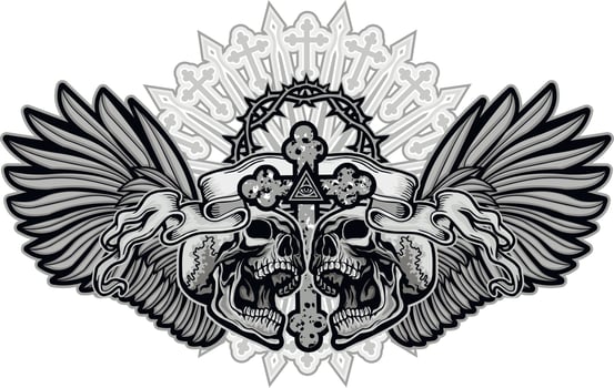 Gothic sign with skull, grunge vintage design t shirts vector