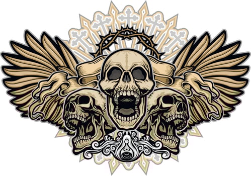 Gothic sign with skull, grunge vintage design t shirts vector