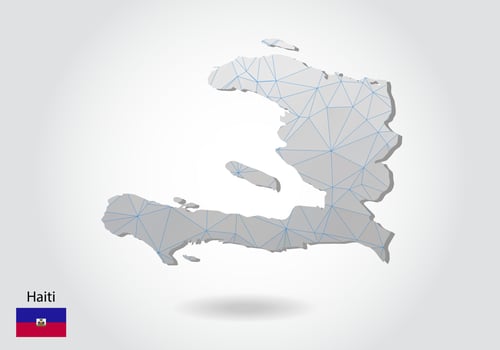 Vector map of haiti with trendy triangles design in polygonal style on dark background, map shape in modern 3d paper cut art style. layered papercraft cutout design.