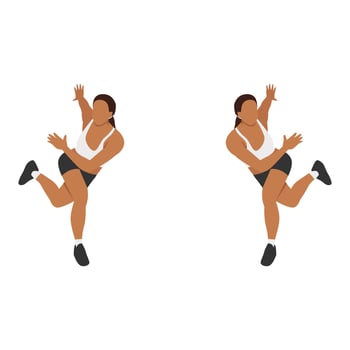 Woman doing Skater exercise. Flat vector illustration isolated on white background