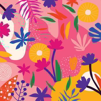 Colorful organic shapes doodle collection. Cute botanical shapes, random childish doodle cutouts of tropical leaves and flowers, decorative abstract art vector illustration