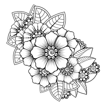 Flowers in black and white. Doodle art for coloring book vector