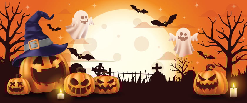 Happy Halloween. Halloween vector illustration with halloween pumpkins, and halloween elements.