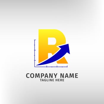 letter R traffic sales icon logo template for marketing company and financial or any other business vector