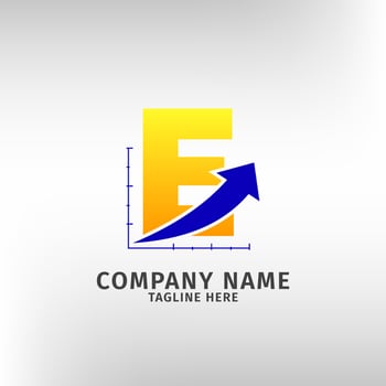 letter E traffic sales icon logo template for marketing company and financial or any other business vector