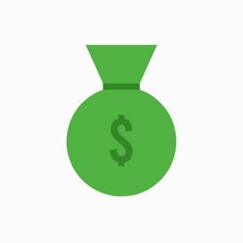 green bag of money flat icon illustration with dollar sign vector