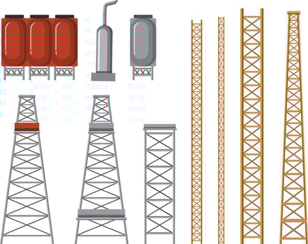 Set of oil industry objects vector