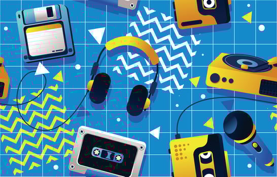 Retro 90s Seamless Pattern Background vector