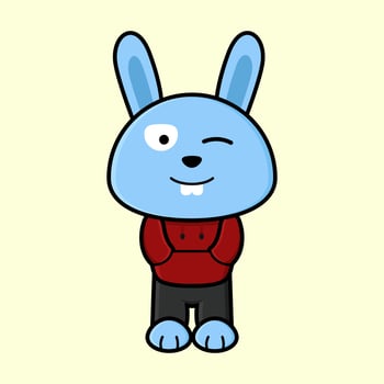 Cute bunny mascot putting hand in hoodie pocket from illustration vector