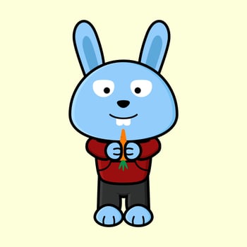 Cute bunny mascot wants to eat carrots from vector illustration