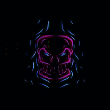 death skull line pop art potrait logo colorful design with dark background. Isolated black background for t-shirt vector