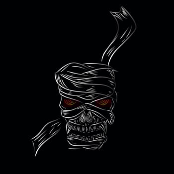 death skull line pop art potrait logo colorful design with dark background. Isolated black background for t-shirt vector