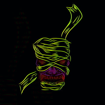 death skull line pop art potrait logo colorful design with dark background. Isolated black background for t-shirt vector