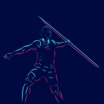 javelin line pop art potrait logo colorful design with dark background. Abstract vector illustration. Isolated black background for t-shirt