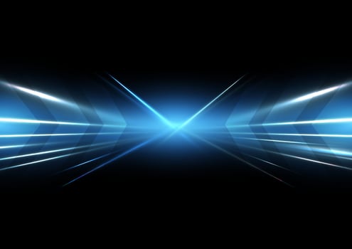 Abstract blue speed light effect on black background vector illustration.