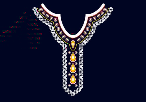 Geometric Ethnic oriental pattern traditional .Floral necklace embroidery design for fashion women.background,wallpaper,clothing and wrapping. vector