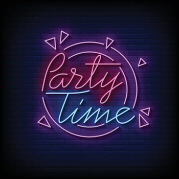 Party Time Neon Signs Style Text Vector