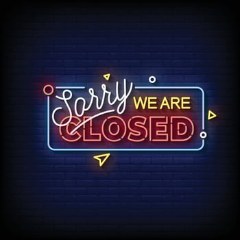 Sorry We are Closed Neon Signs Style Text Vector