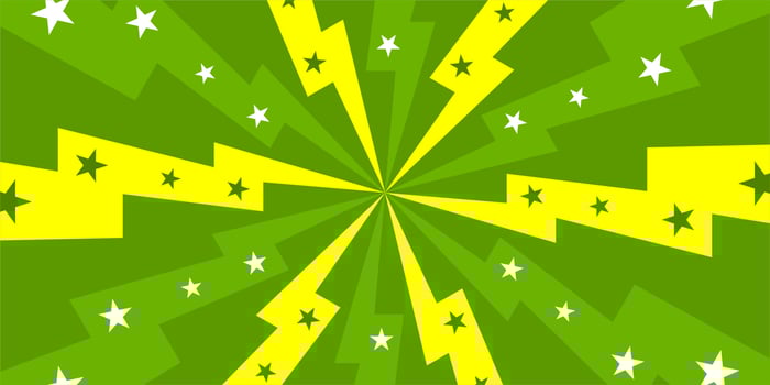 Comic green background with star and thunder vector