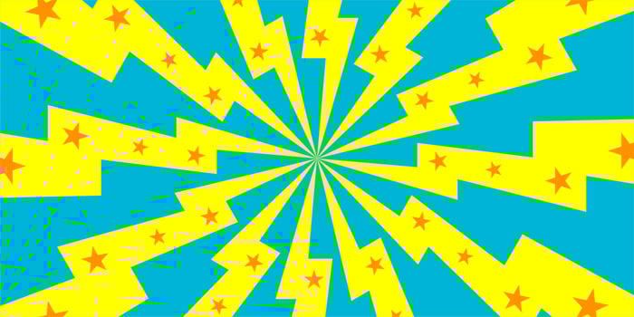 Comic cartoon blue and yellow background with star and thunder vector