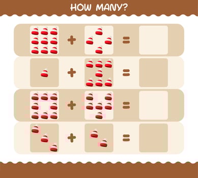 How many cartoon beanie. Counting game. Educational game for pre shool years kids and toddlers vector