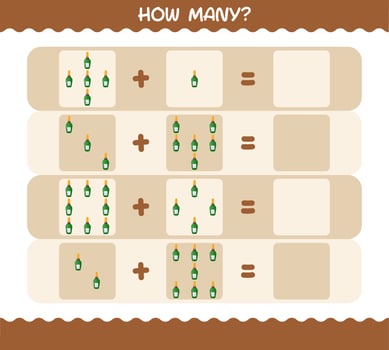 How many cartoon champagne bottle. Counting game. Educational game for pre shool years kids and toddlers vector