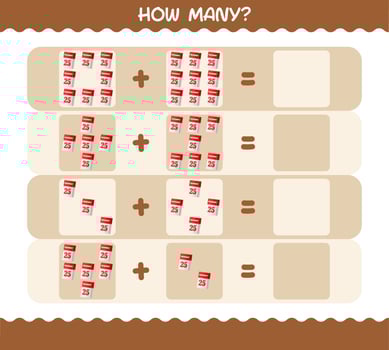 How many cartoon calendar. Counting game. Educational game for pre shool years kids and toddlers vector