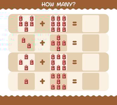How many cartoon paperbag. Counting game. Educational game for pre shool years kids and toddlers vector