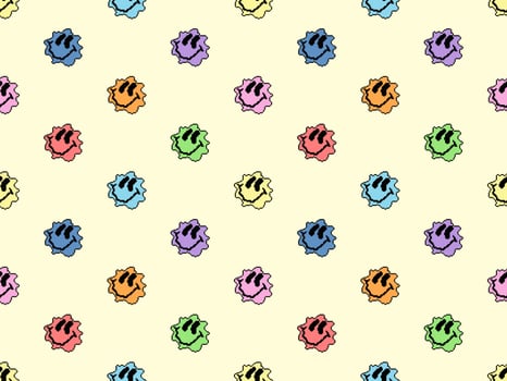Smile cartoon character seamless pattern on yellow background. vector