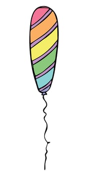 Hand drawn flying balloon illustration. Birthday party balloon doodle. Holiday clipart. vector