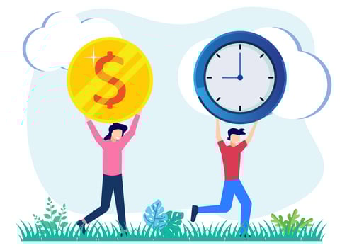 Illustration vector graphic cartoon character of time is money
