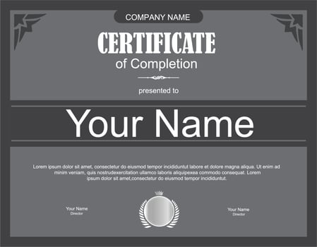 elegant black minimalist certificate template design vector